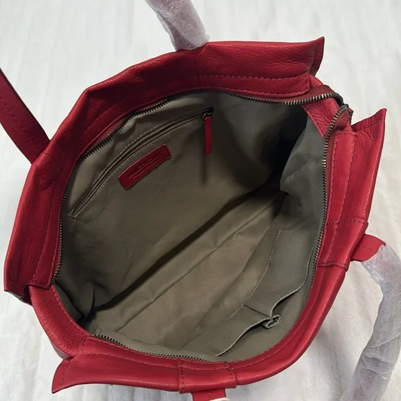 📷 NWT American Leather Co Scarlett Zip Top Tote Cherry Red Smooth - Picture 6 of 8